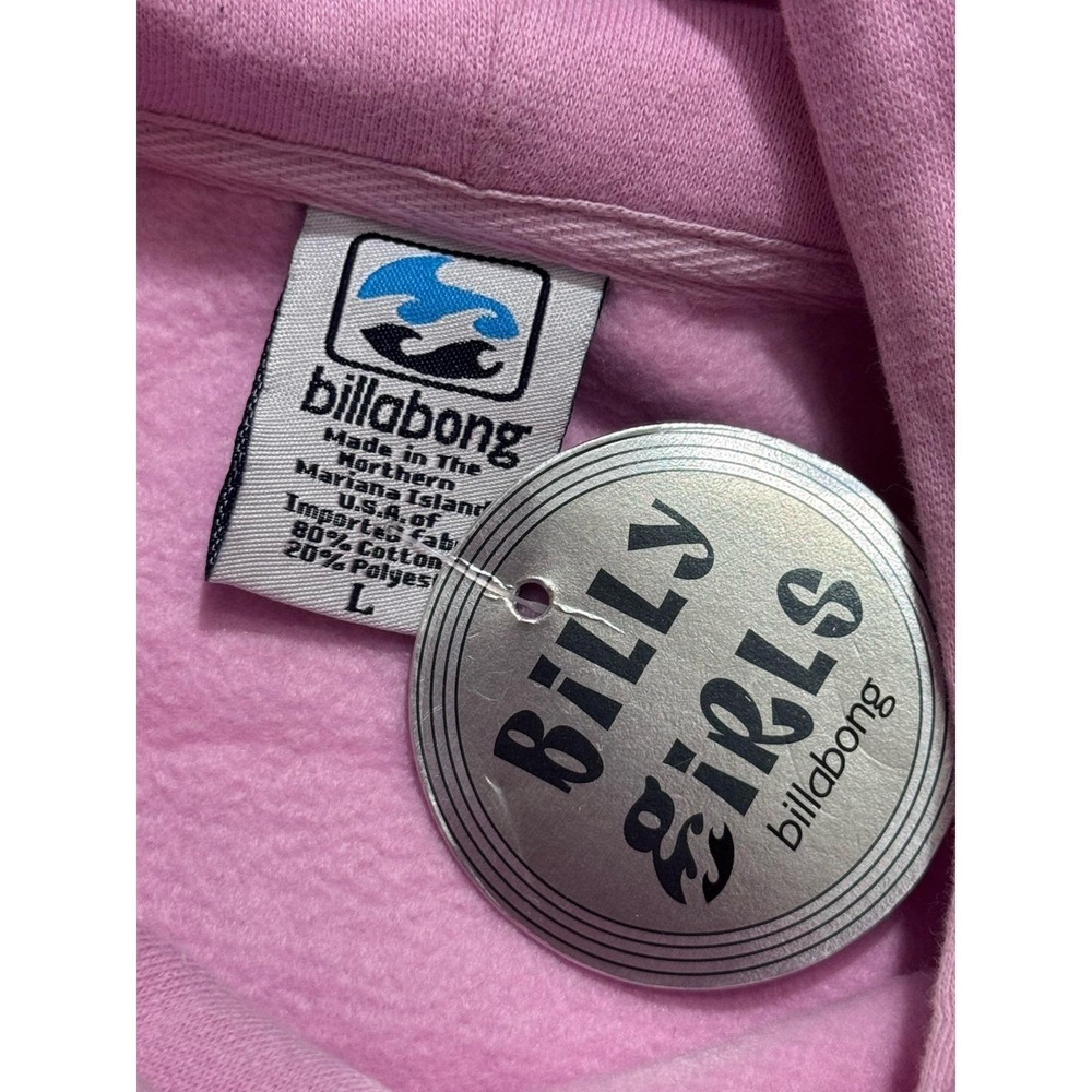 Y2K Billabong Logo Pink Women Teenage Hoodie Size L - Picture 12 of 13